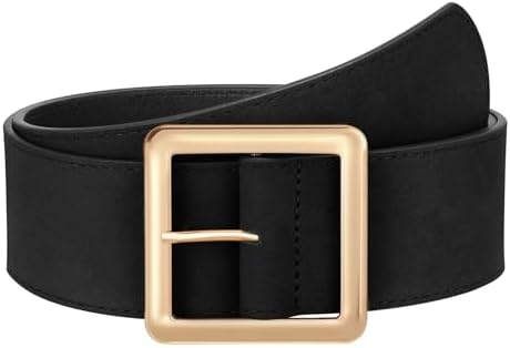 JASGOOD Women Wide Suede Belt Chunky Belts for Jeans Dresses Coats Ladies Waist Belt with Gold/Silver Buckle, Width 1.89"