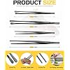 4 Pcs Fine Long Tweezer Tongs Professional Black, 12'' and 10'' Stainless Steel for Kitchen, Food, Cooking, Repairing, Sea food and BBQ