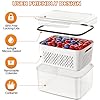 5-Pack Fruit Storage Containers for Fridge with Removable Colanders, 4 in 1 Produce Storage Containers with Lids, Leakproof Fridge Organizer Bins for Salad Berry Lettuce Vegetables Meat Keeper Fresh