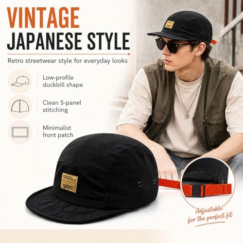 Vintage Japanese Streetwear Snapback Cap,Hip-Hop Inspired Quick Dry Breathable Baseball Casual Duckbill Cap