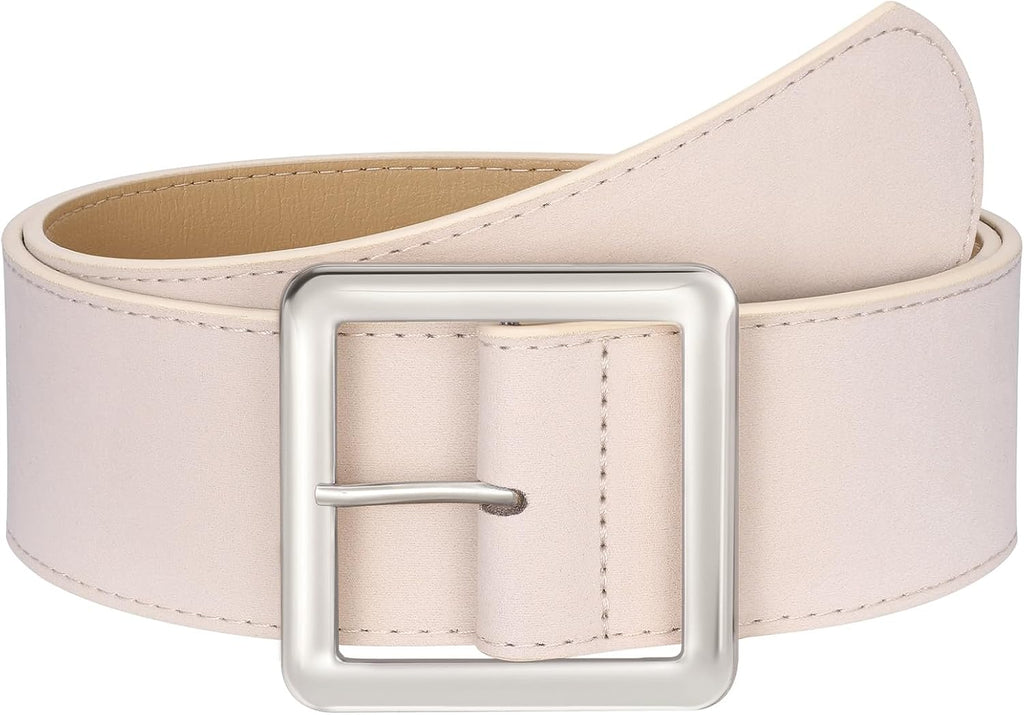 JASGOOD Women Wide Suede Belt Chunky Belts for Jeans Dresses Coats Ladies Waist Belt with Gold/Silver Buckle, Width 1.89"