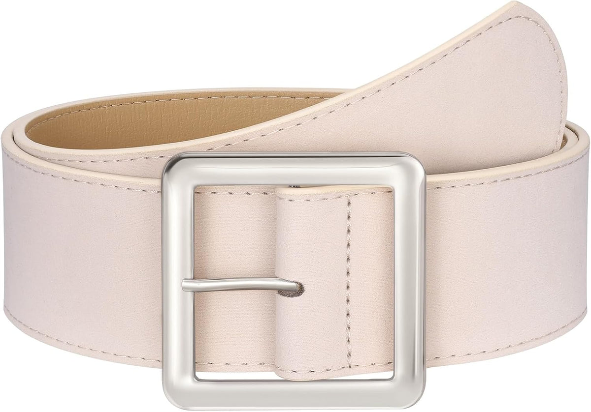 JASGOOD Women Wide Suede Belt Chunky Belts for Jeans Dresses Coats Ladies Waist Belt with Gold/Silver Buckle, Width 1.89"
