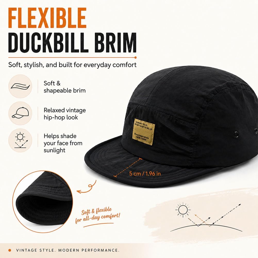 Vintage Japanese Streetwear Snapback Cap,Hip-Hop Inspired Quick Dry Breathable Baseball Casual Duckbill Cap