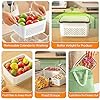 5-Pack Fruit Storage Containers for Fridge with Removable Colanders, 4 in 1 Produce Storage Containers with Lids, Leakproof Fridge Organizer Bins for Salad Berry Lettuce Vegetables Meat Keeper Fresh