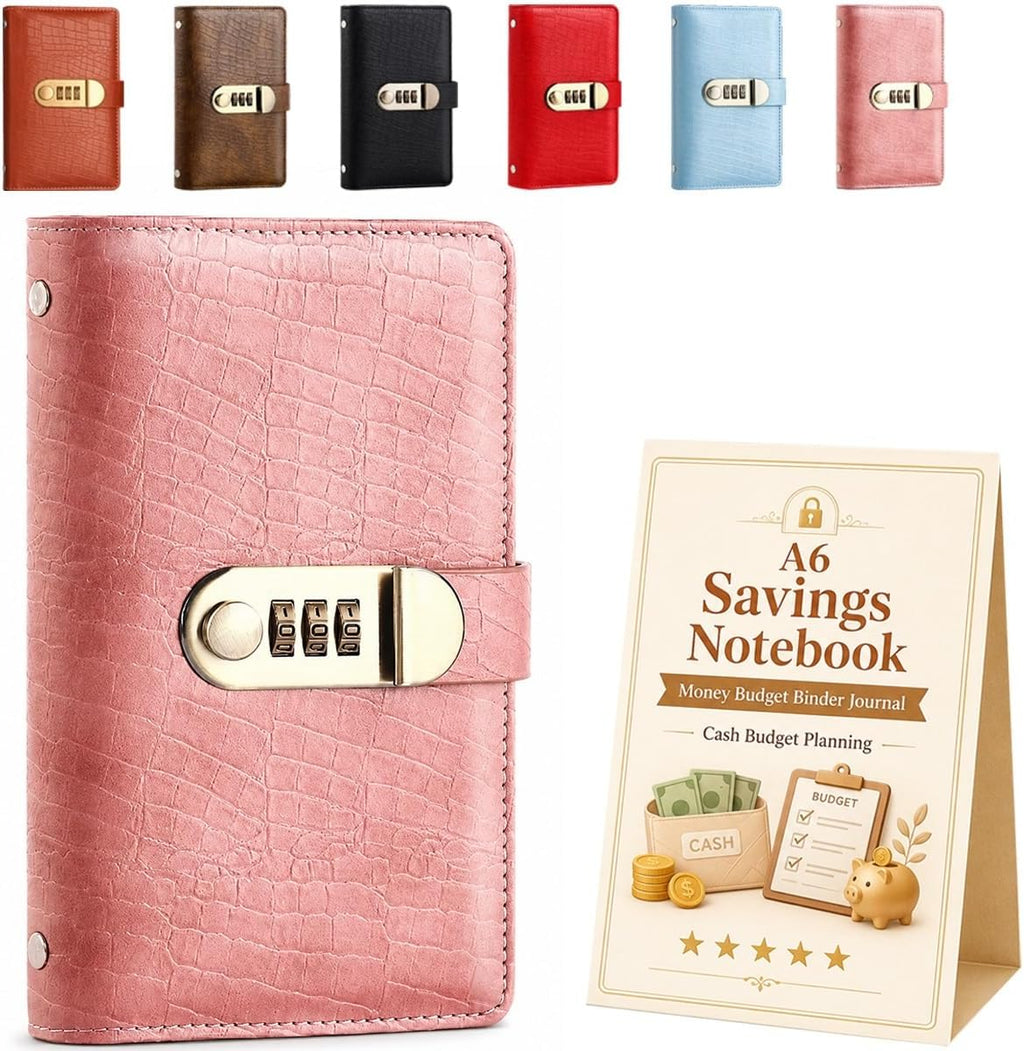 A6 Savings Notebook with Lock, Money Budget Binder Journal for Cash