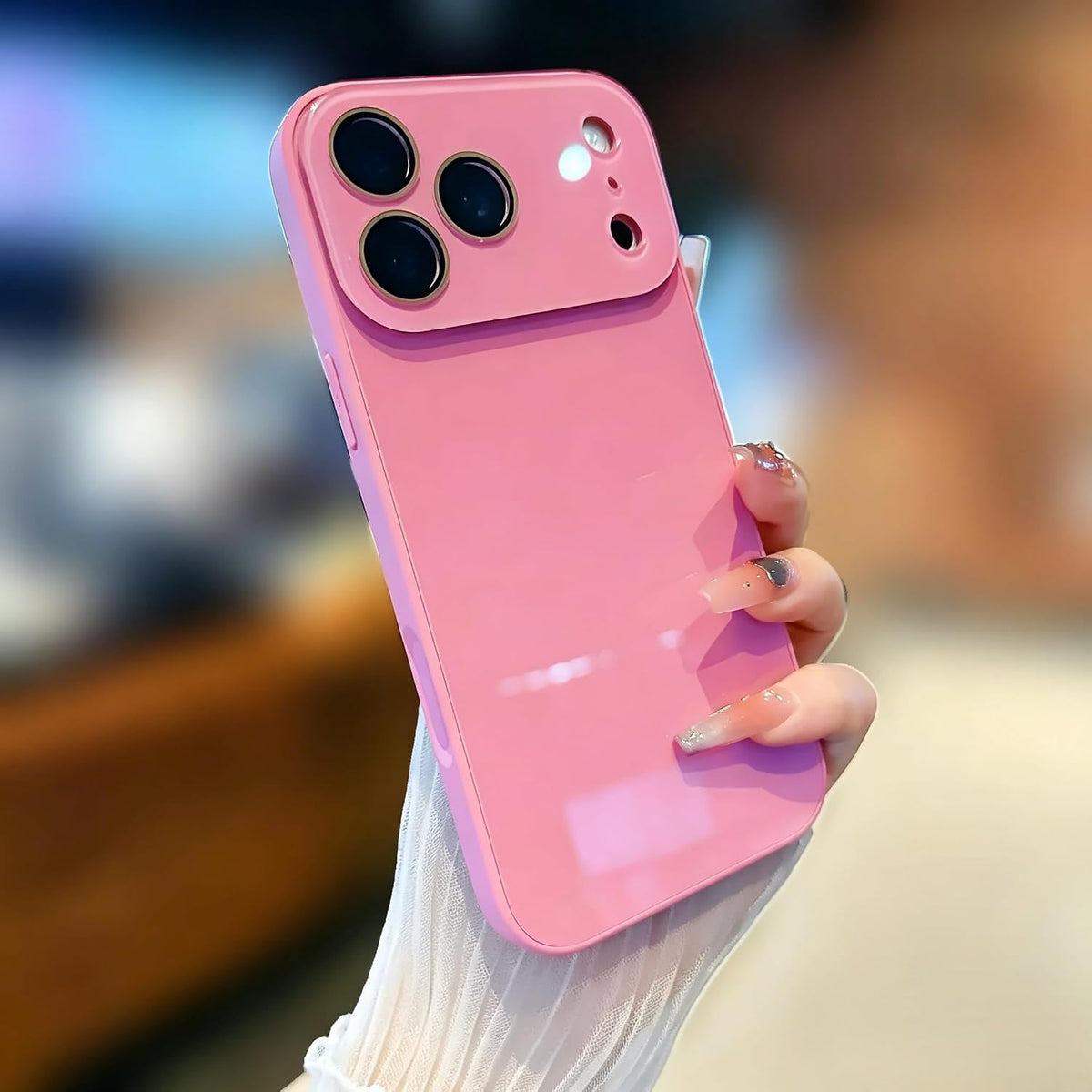 Luxury Crystal Texture Mobile Phone case, Skin-Feeling Solid Color Mobile Phone case Suitable for iPhone17/16/15/14/13promax Series,Mobile Phone Protective Cover (Blue, iPhone 16 Pro Max)