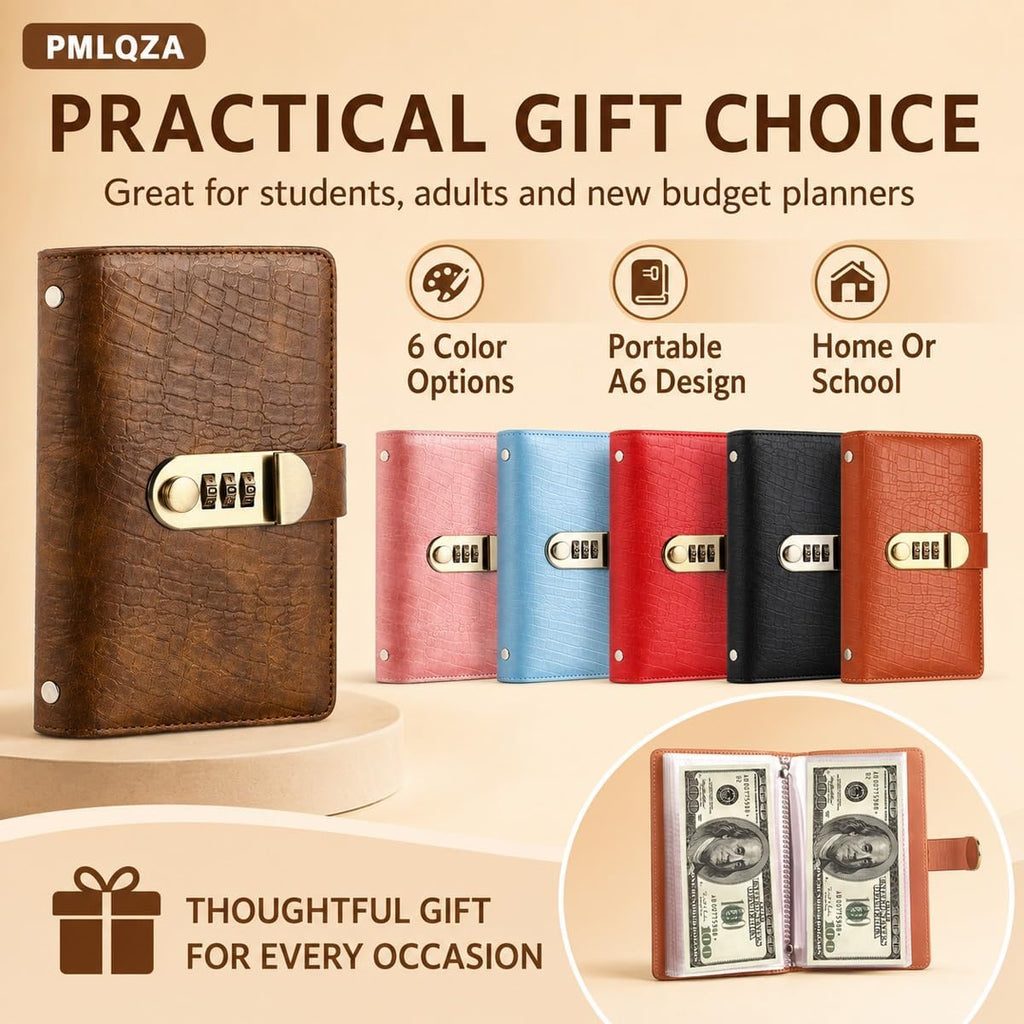 A6 Savings Notebook with Lock, Money Budget Binder Journal for Cash