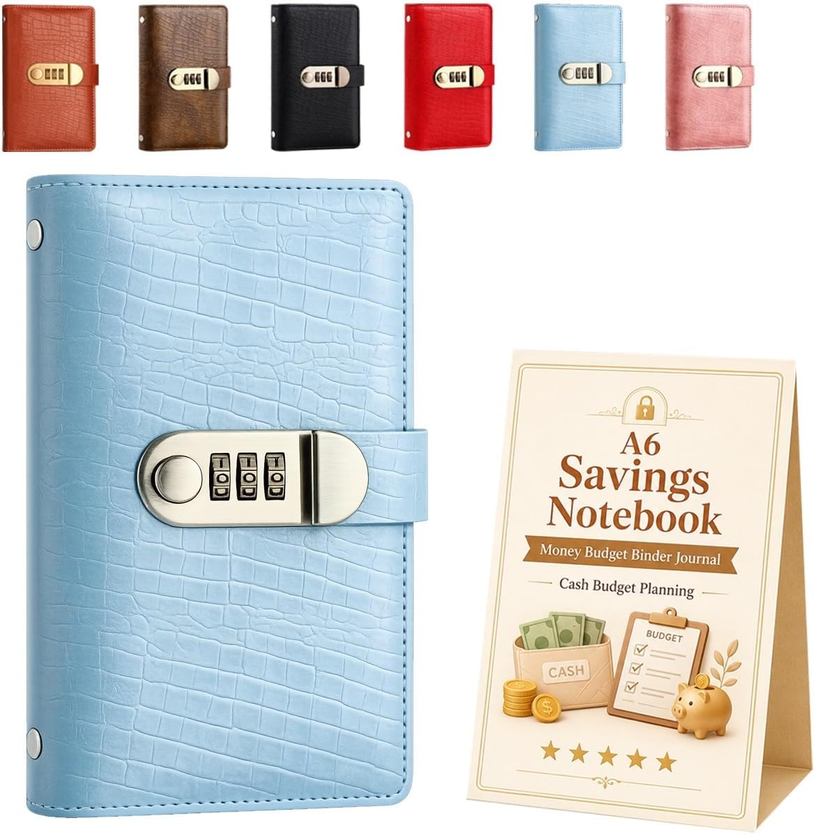 A6 Savings Notebook with Lock, Money Budget Binder Journal for Cash