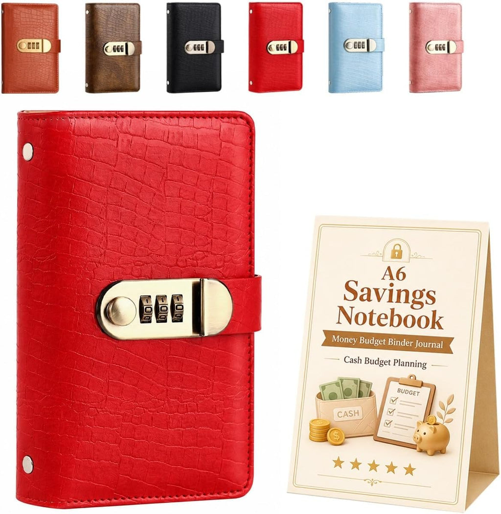 A6 Savings Notebook with Lock, Money Budget Binder Journal for Cash
