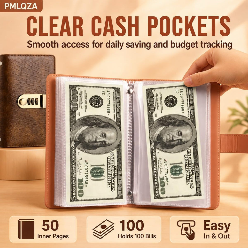 A6 Savings Notebook with Lock, Money Budget Binder Journal for Cash