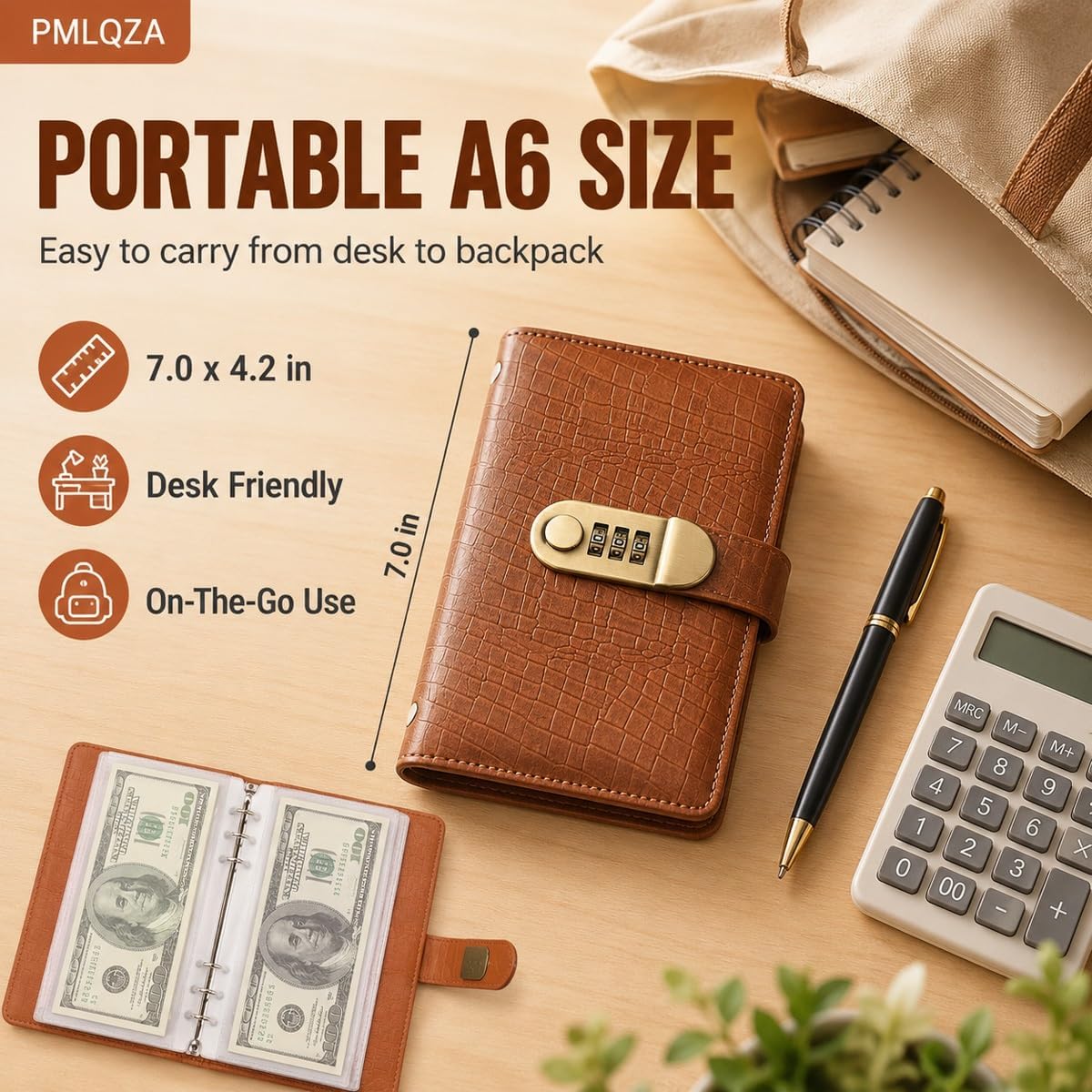 A6 Savings Notebook with Lock, Money Budget Binder Journal for Cash