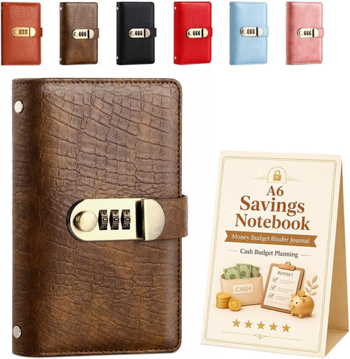 A6 Savings Notebook with Lock, Money Budget Binder Journal for Cash