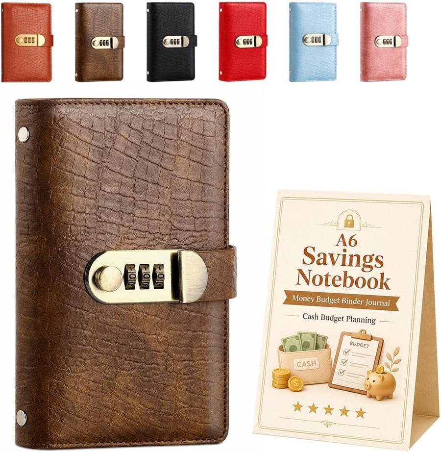 A6 Savings Notebook with Lock, Money Budget Binder Journal for Cash