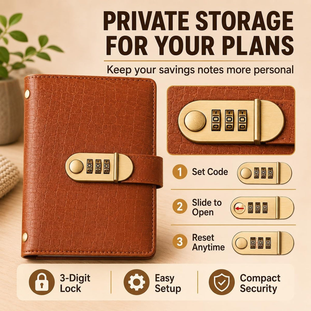 A6 Savings Notebook with Lock, Money Budget Binder Journal for Cash