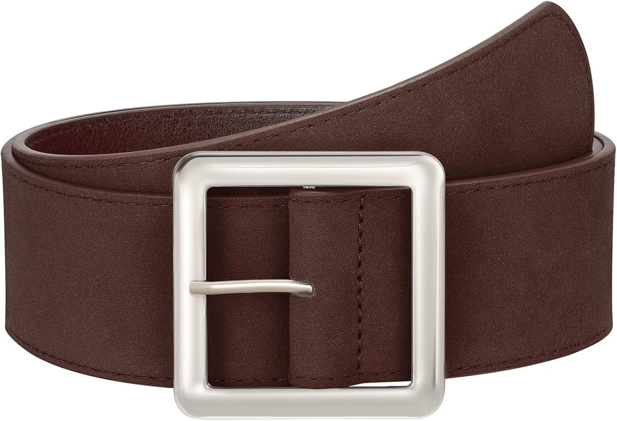 JASGOOD Women Wide Suede Belt Chunky Belts for Jeans Dresses Coats Ladies Waist Belt with Gold/Silver Buckle, Width 1.89"