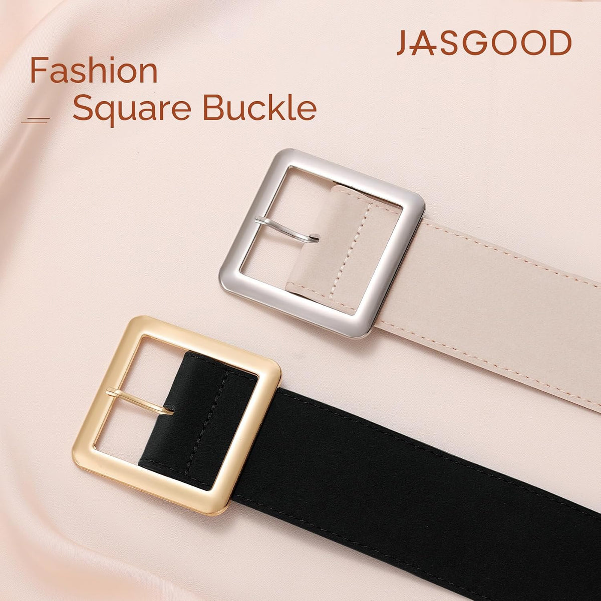JASGOOD Women Wide Suede Belt Chunky Belts for Jeans Dresses Coats Ladies Waist Belt with Gold/Silver Buckle, Width 1.89"